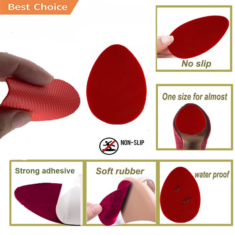 Feeke Non Slip Shoes Pads Self-Adhesive Shoe Grips Rubber Anti-Slip Shoe Grips Sole Stick Protector (Red-3Pairs) - Image 3